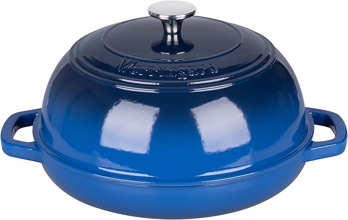 VORRINGARD Enameled Cast Iron Dutch Oven Pot with Lid, Bread Oven for Sourdough Bread Baking, Dutch Ovens with Bread Proofing Basket& Baking Supplies Set, 6 Quart, Blue