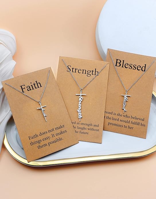 Lcherry Faith Cross Pendant Necklace for Women Religious Christian Jewelry Mother's Day Gifts for Women