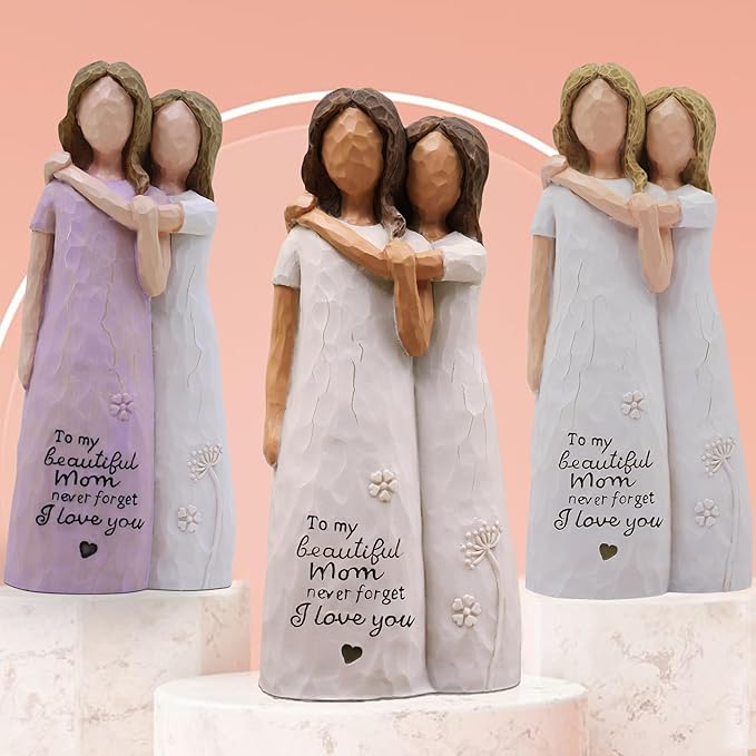 Gifts for Mom, Mom Gifts from Daughters, Sculpted Hand-Painted Figurine (deep Skin Tones)