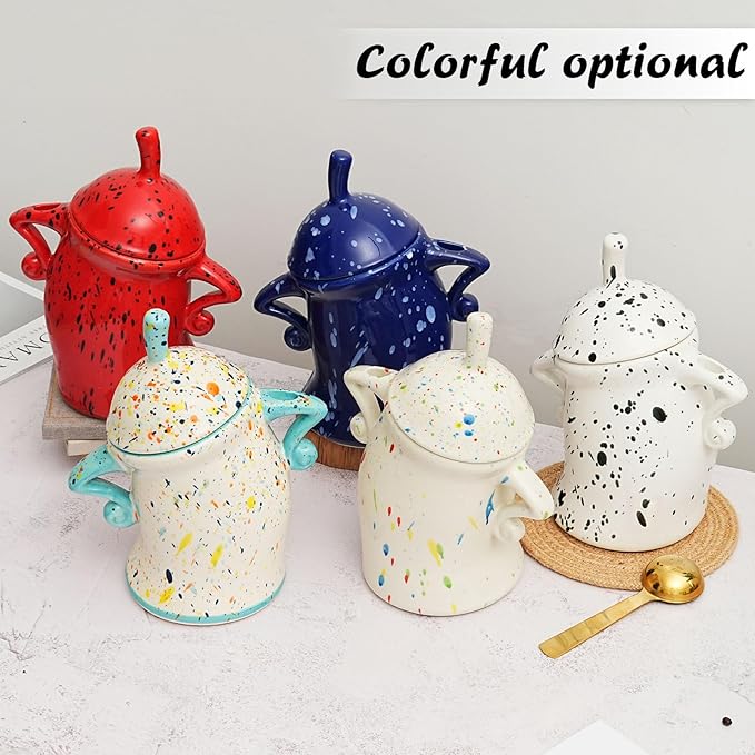 Canister With Attitude - Airtight Ceramic Kitchen Storage with Hands on Hips Design, Ideal for Flour, Sugar, Coffee, Tea & Beans, Sealed & Leak Proof (Black and white)