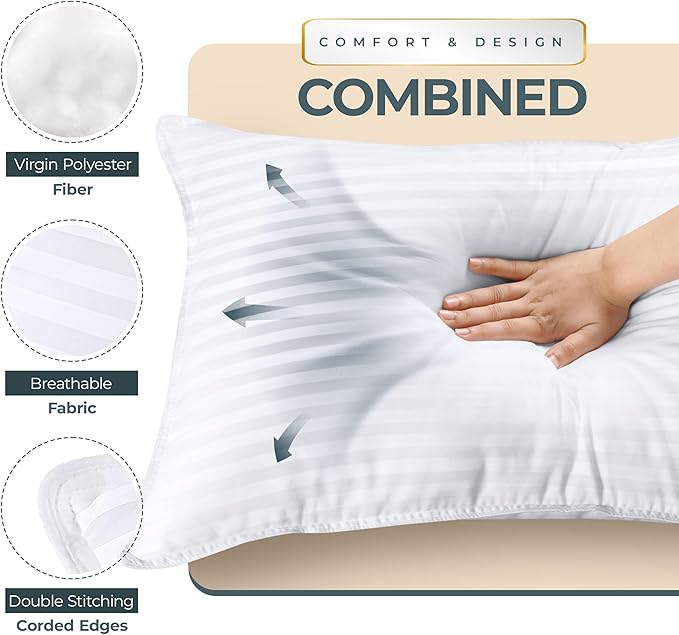 Utopia Bedding Bed Pillows for Sleeping Euro Pillows 26x26 Size (White), Set of 2, Down Alternative Pillow for Sleeping, Cooling Hotel Quality Pillow Set for Back, Stomach or Side Sleepers