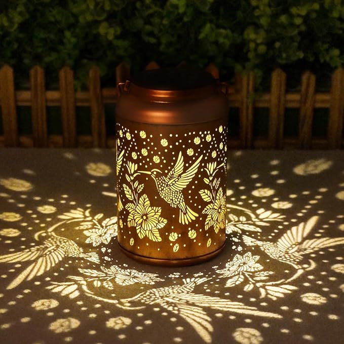 Birthday Gifts for Women Mom Grandma, Mothers Day Gifts, 2 Pack Hummingbird Solar Lights Outdoor Waterproof, Decoration Outside for Outdoor, Yard, Garden Decor Solar Lantern