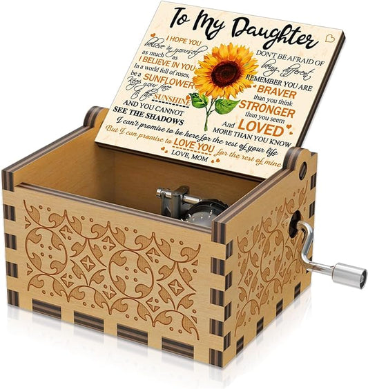 BOOB Wood Sunflower Cute Music Box You are My Sunshine Wooden Colorful Musical Gifts from Mom to Daughter for Birthday/Christmas/Valentine's Day/Thanksgiving Day/Mother's Day