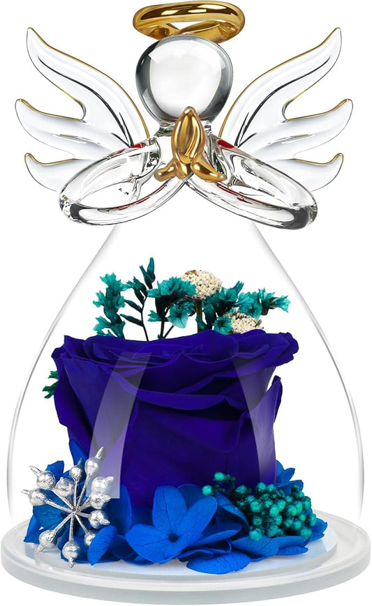 Mothers Day Mom Gifts for Mom,Fresh Flowers for Delivery,Birthday Gifts for Women Her,Preserved Flowers in Angel Figurines,Angel Gifts for Moms Mothers Day Grandma Wife Sister Valentines,Blue