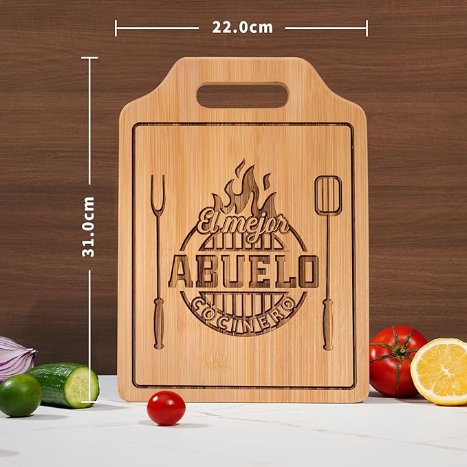 AceThrills Abuelo Gifts for Abuelo Christmas, Regalos para El Abuelos, Regalo de CumpleañOs para El Abuelos - Tabla de Cortar de Bambú Grabada 12.3"L x 8.7"W x 0.4"Th