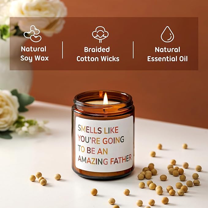 Fathers Day Candle for Dad - New Father Gift, Pregnancy Gifts for First Time New Dad - Gender Reveal Gifts for Parents to Be, 7oz