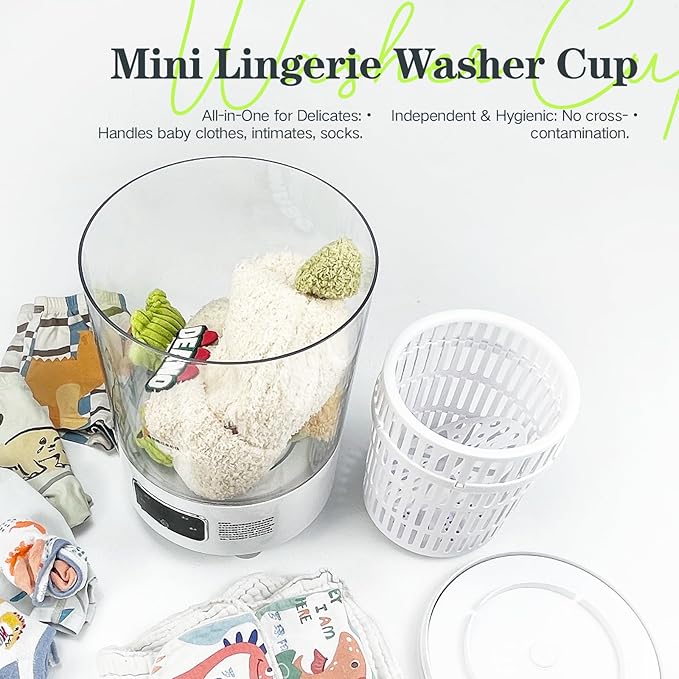 Portable Mini Washing Machine | Compact Deep Cleans Underwear, Baby Clothes, Small Laundry | Type-C, Spin-Dry & UV /4000 mAh Battery (WHTIE-4L)