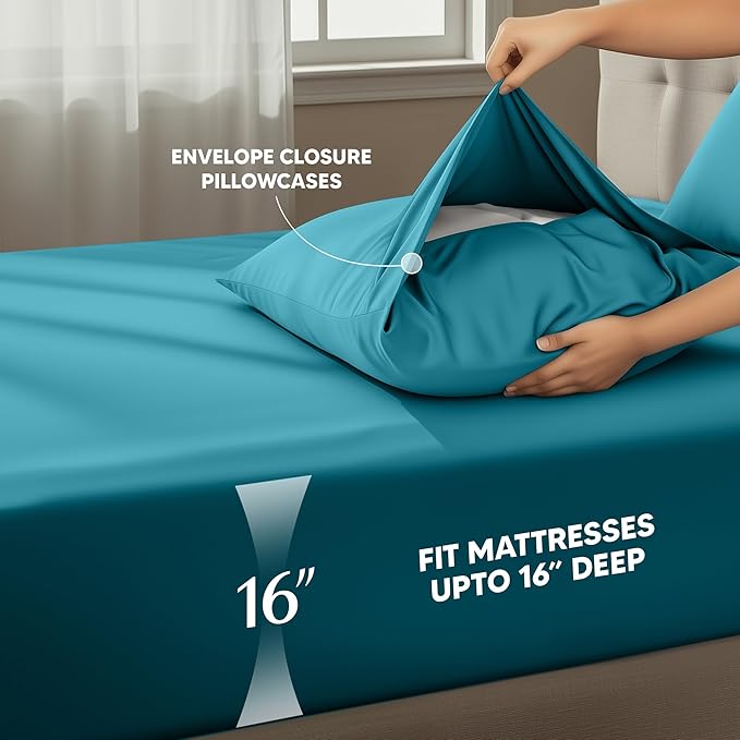 Utopia Bedding Twin Sheet Set – 3 Piece Bed Sheets for Twin Size Bed, Soft and Breathable Microfiber, Includes 1 Fitted Sheet, 1 Flat Sheet and 1 Pillowcase – Oeko Tex (Denim Blue)