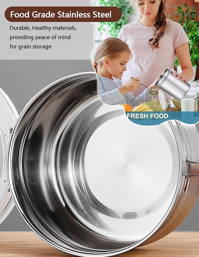 Walktosun Stainless Steel Food Container with Clear Lids Airtight Storage Container Stackable Small Canisters Kitchen Pantry Storage for Cereal, Snacks, Candy, Herbs, Spices, Sugar, Tea (Silver)