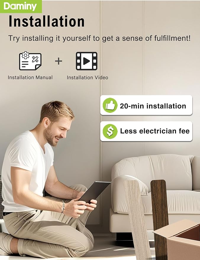 DAMINY 42 inch Ceiling Fans with Lights,3 Blades,6CCT, Low Profile Ceiling Fan with Light and Remote Control,Ceiling Fan for Bedroom, Kitchen,Indoor/Outdoor Use,Flush Mount-Brown