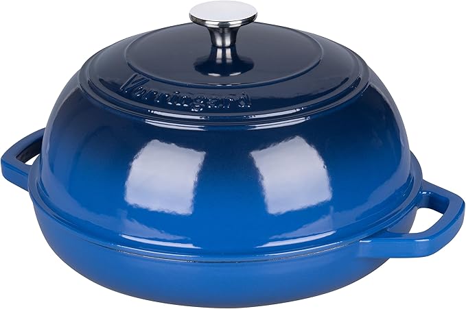VORRINGARD Enameled Cast Iron Dutch Oven Pot with Lid, Bread Oven for Sourdough Bread Baking, Dutch Ovens with Bread Proofing Basket& Baking Supplies Set, 6 Quart, Blue