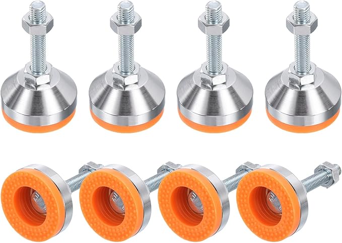 uxcell 8 Pack Adjustable Heavy Duty Leveling Feet, 50mm/2" Dia Base M10 x 50mm Thread Anti-Slip Shock-Absorbing Furniture Leveler Legs for Workbench, Machine, Cabinet