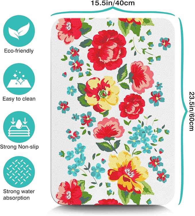 Coffee Bar Mat Accessories for Countertop Absorbent Hide Stain Rubber Backed Dish Drying Mats for Kitchen Counter Draining Pad Decor Gift(24x16in)