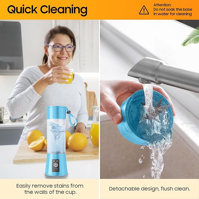 2026 Newly Upgraded Portable Smoothie Blender - Cordless Personal Blender Type-C Rechargeable, 13Oz Juice Cup BAP Free, 20,000Rpm Speed Powerful Blending, Freshly Squeezed in Sports/Office