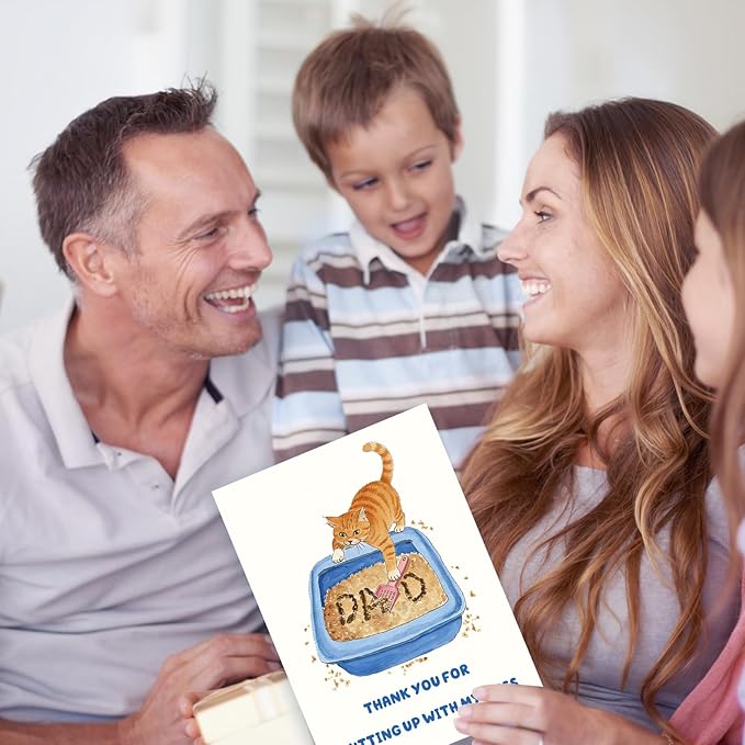FANCYLUCKY Funny Cat Dad Fathers Day Card, Cat Dad Gifts For Men, Cute Father's Day Card Gifts from Cat