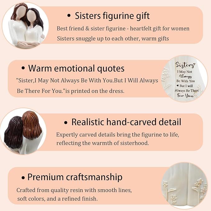 Sister Birthday Gifts from Sisters,Sister Birthday Gifts Figurines,Bestie, Friendship Gifts for Christmas, Mother's Day, Sisters Day