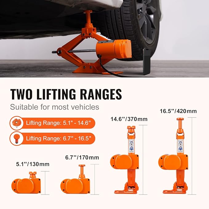 VEVOR Electric Car Jack, 3 Tons /6600 lbs 12V Electric Scissor Jack with Electric Impact Wrench, Double Saddles with Remote Control, Portable Car Jack for Sedan, SUV, Truck Tire Change Replacement