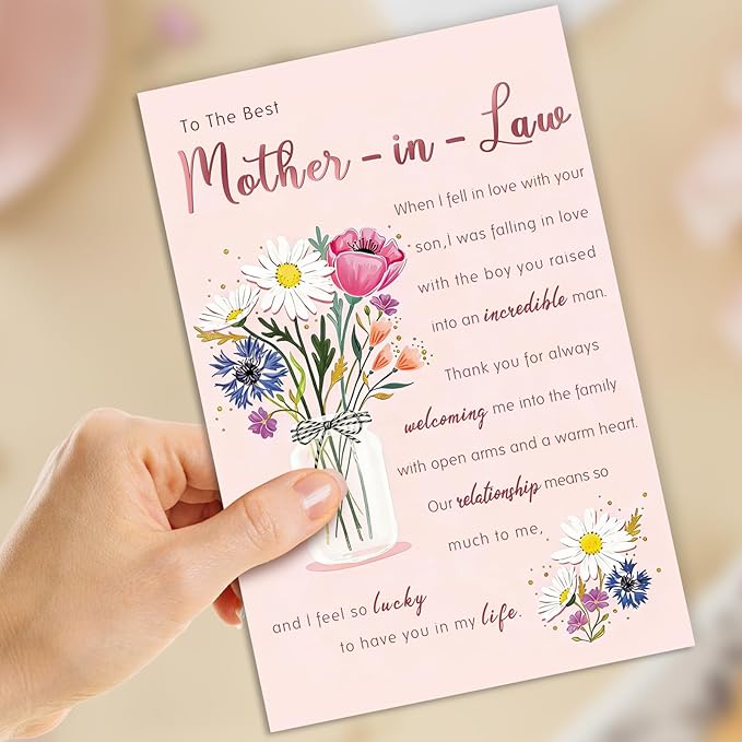 Mothers Day Gifts Card for Mother In Law, Mother's Day Card for Mother-In-Law
