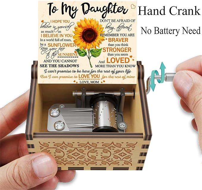 BOOB Wood Sunflower Cute Music Box You are My Sunshine Wooden Colorful Musical Gifts from Mom to Daughter for Birthday/Christmas/Valentine's Day/Thanksgiving Day/Mother's Day