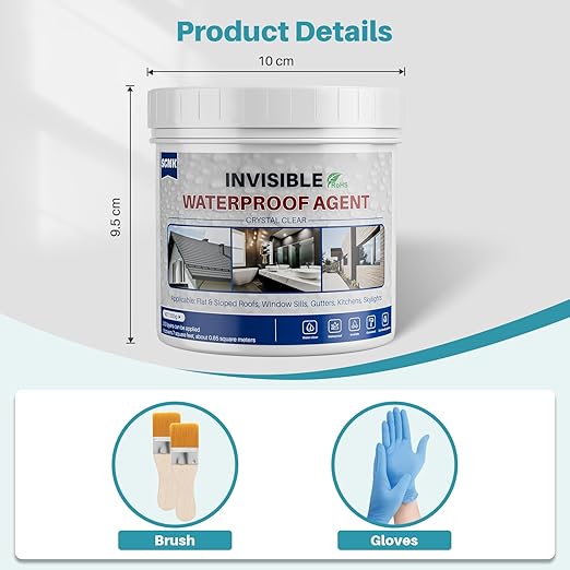 500g Transparent Waterproof Coating, Water Based Clear Liquid Water Proof Sealant Repair Leaks, Invisible Waterproof Agent for Indoor and Outdoor Use