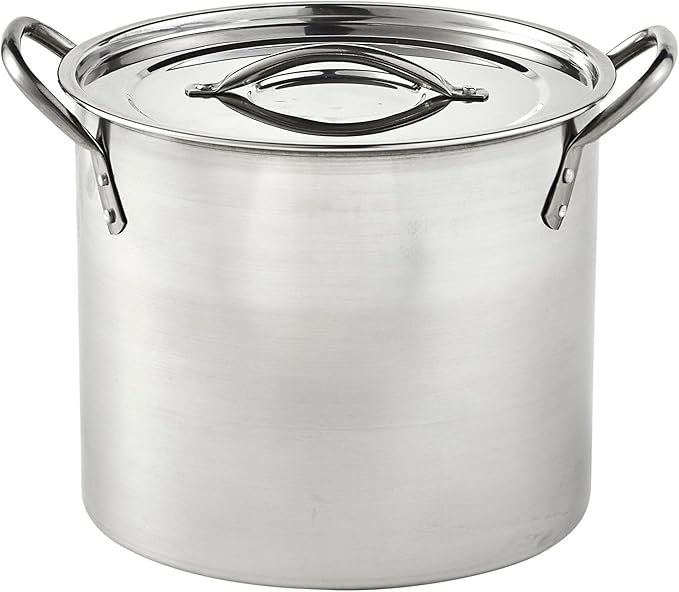 IMUSA Stainless Steel Stock Pot with Lid, 20 Quart, Silver | Mirror-Polished Finish, Riveted Side Handles, Retains Heat and Moisture, Ideal for Broths, Soups, Stews, And More