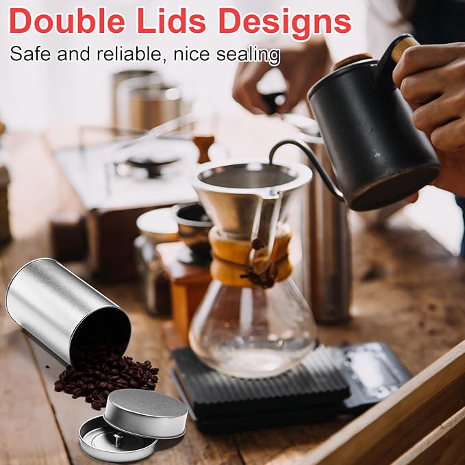 Zopeal 3 Pack Tea Tin Canister with Airtight Double Lids 16 oz Round Metal Tin Can with Lid Double Sealed Small Kitchen Container for Loose Tea Storage Coffee Sugar Candy Herbs and Spices