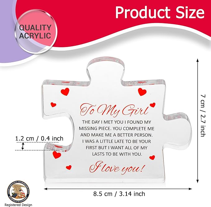 Engraved Acrylic Block Puzzle - Sentimental Gift for Her - Valentine's Day & Fiance Birthday Gift