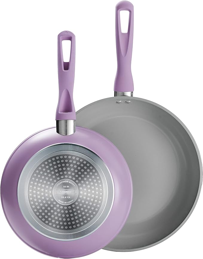 Tramontina Solara 10 & 12-Inch Ceramic Non Stick Frying Pan Set, Heavy-Gauge Aluminum Skillet with Nonstick Coating, Dishwasher and Oven Safe (Purple, 2-Pack)