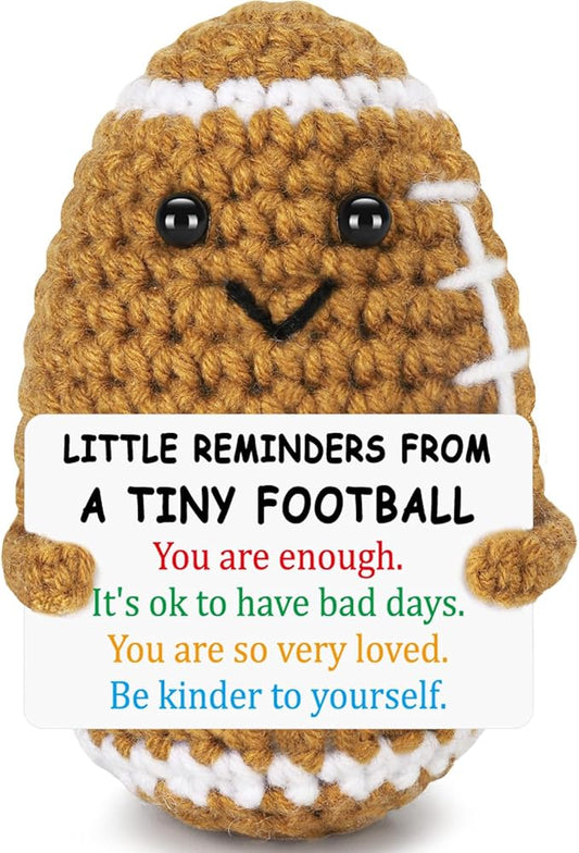 BiuNiuring Positive Inspirational Crochet Football Gifts for Teens Women & Men, Funny Cute Little Reminders Stress-Relief Birthday Gifts for College Friends, Coworkers, Bosses, Her, Him