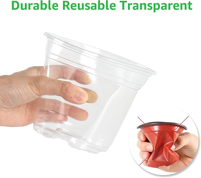 Bluepro Clear Nursery Pots with Humidity Domes, 3.5/4/5 Inch, 36-Pack | Clear PET, Drainage Holes, Root and Germination Visibility, Flexible, Indoor Propagation and Seed Starting