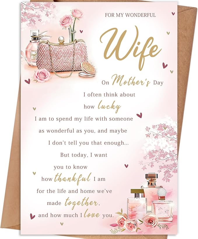 Mother's Day Card Gifts for Wife, Mothers Day Gifts from Husband, Wife Mothers Day Card