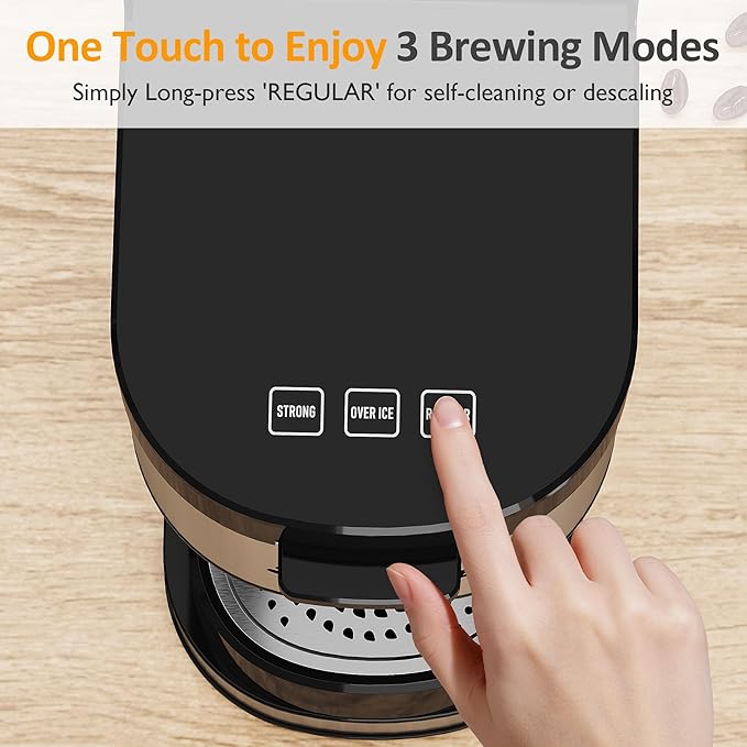 SUNVIVI Iced & Hot Coffee Maker: Single Serve Coffee Maker with 3 Brewing Options for K Pod, Ground Coffee & Tea, Removable Water Reservoir & Reusable Filter, Ideal for Home & Office, Black
