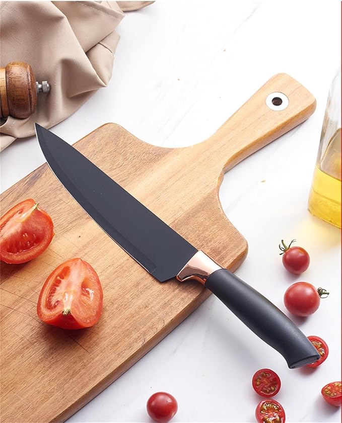 Kitchen Cooking Utensils and Knife Set with Holder Block, 19 Pieces Cooks Cutting Set 11 Pcs Silicone Cooking Utensils Sharp Stainless Steel Knives Scissors Whisk Tongs and Cutting Board (Black)