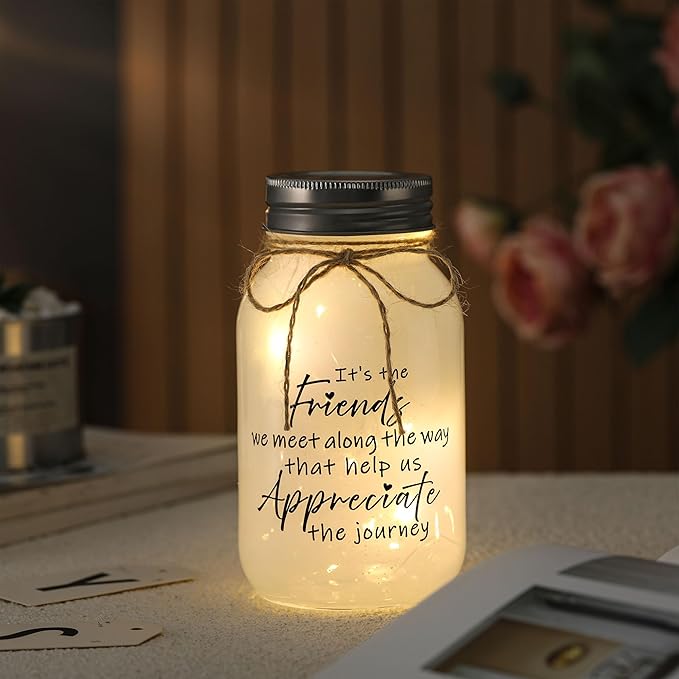 Maracco Best Friend Birthday Gift for Women - 30 oz Large Mason Jar Night Lights Gift for Friends Women, Bestie, Friendship Gifts for Woman, Soul Sister, BFF