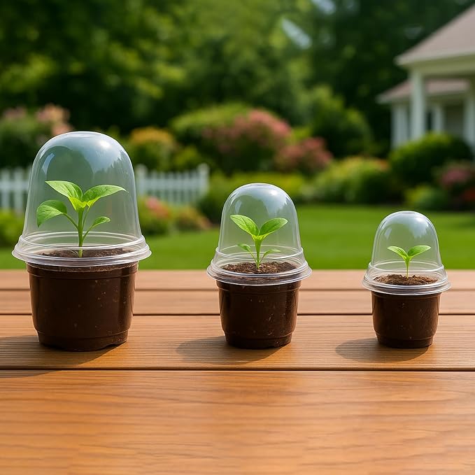 Bluepro Clear Nursery Pots with Humidity Domes, 3.5/4/5 Inch, 36-Pack | Clear PET, Drainage Holes, Root and Germination Visibility, Flexible, Indoor Propagation and Seed Starting
