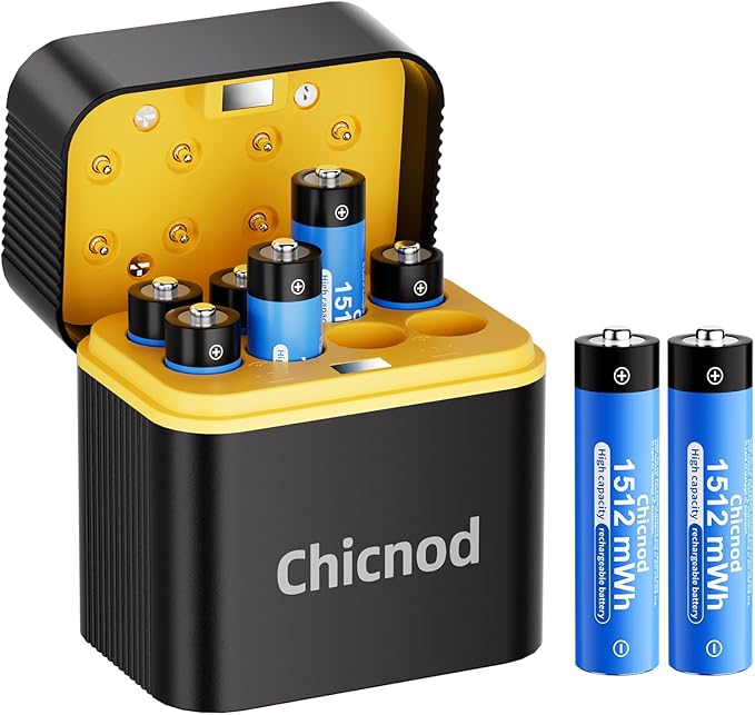 Rechargeable AA Lithium Batteries with Fast USB-C Charger, 8-Pack 4255 mWh 1.5V Constant Voltage for Blink Outdoor Camera, Xbox Controller, Flashlights – 2000+ Cycles (8AAA)