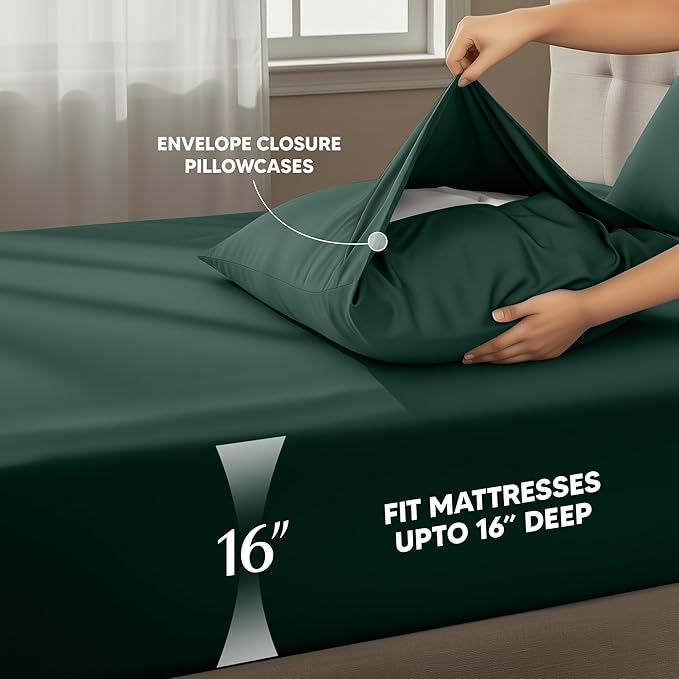Utopia Bedding California King Size Sheet Set – 4 Piece Bed Sheets, Soft and Breathable Microfiber, Includes 1 Fitted Sheet, 1 Flat Sheet and 2 Pillowcases – Oeko Tex (Emerald)
