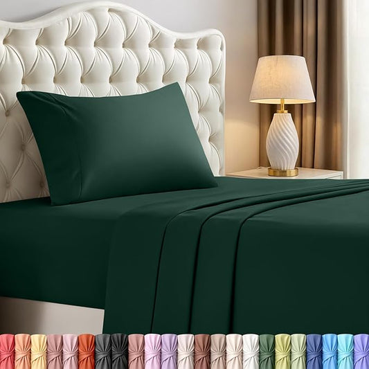 Utopia Bedding Twin Sheet Set – 3 Piece Bed Sheets for Twin Size Bed, Soft and Breathable Microfiber, Includes 1 Fitted Sheet, 1 Flat Sheet and 1 Pillowcase – Oeko Tex (Emerald Green)