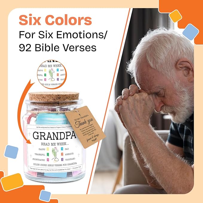 NewEleven Gifts For Grandpa - Christian Present, Grandpa Gifts From Granddaughter, Grandson - Grandpa Birthday Gift For Grandfather, New Granddad, PaPa - Bible Verse Jar