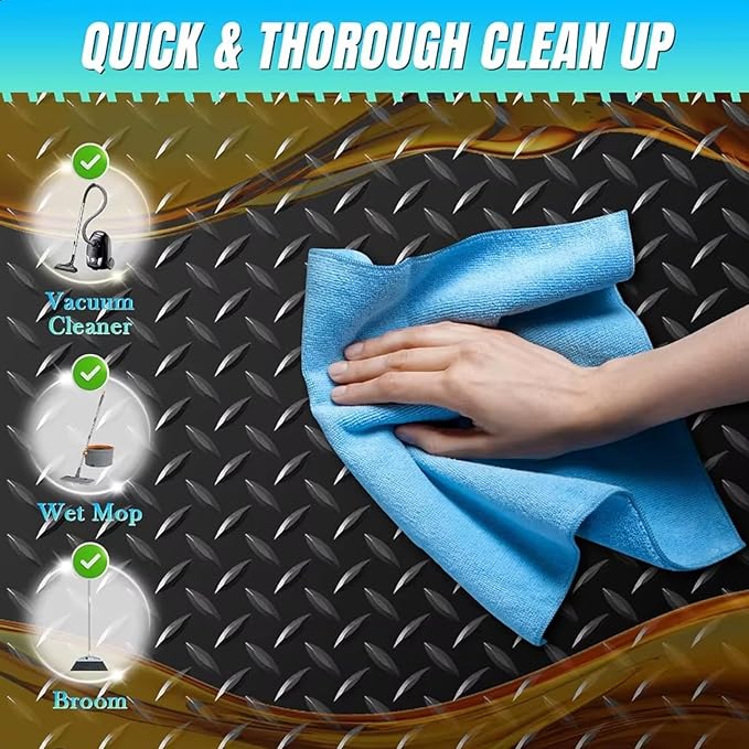 Heavy Duty Diamond-Plate Rubber Flooring Roll, 4' x 14', 1/8" Thick, Waterproof Anti-Slip Floor Mat, Easy to Clean & Install Floor Protector for Garage, Gym, Stable, Basement, Kennel