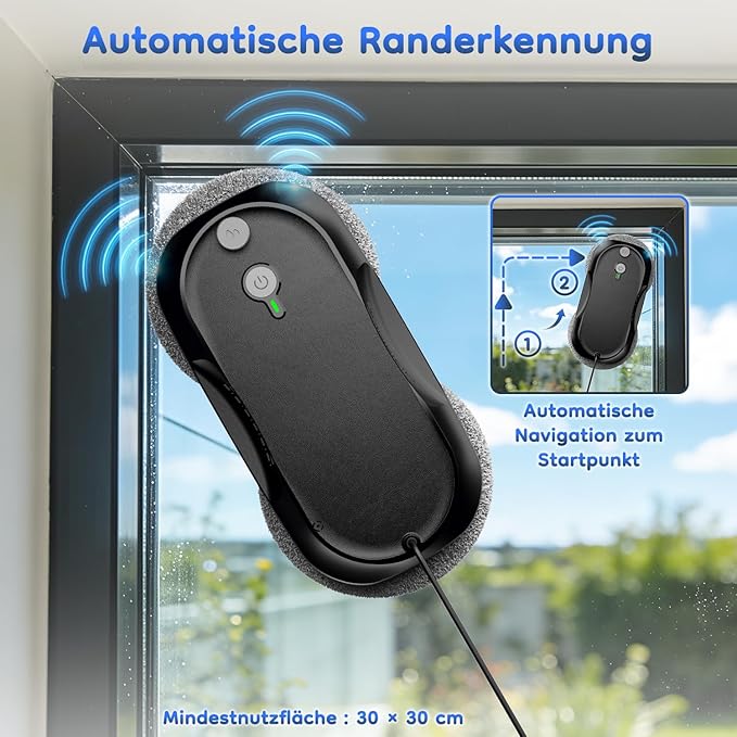 2026 Updated X2 Window Cleaning Robot - Enhanced Battery, Max 3200Pa, Path Planning, Anti-Slipping, Edge Detection, Window Cleaner Robot for High-Rise Windows, Black (2 pairs of nozzles, 10 cloths)