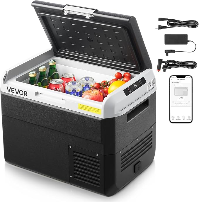 VEVOR 12 Volt Car Refrigerator, 31.7QT/30L Car Fridge, Portable Electric Freezer with -4℉ to 68℉ Adjustable Temp, 12/24V DC and 100-240V AC Compressor Cooler for Outdoor, Camping, RV