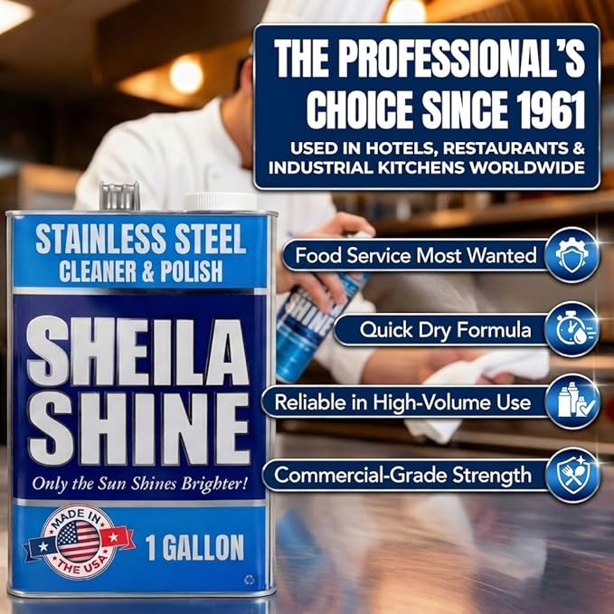 Sheila Shine 1 Gallon Stainless Steel Cleaner and Polish - Cleans, Polishes & Protects Kitchen Appliances, Refrigerators, Sinks, Ovens & Grills - Cleaner for Stainless Steel Appliances