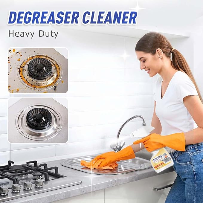 120ml Degreaser Cleaner Heavy Duty Kitchen Spray Cleaner All Purpose for Gas Stove, Range Hood, Air Fryer, BBQ Grill, Cookware & Countertop Cleaner, Cleaning Supplies for Housekeeping, 1 Pack