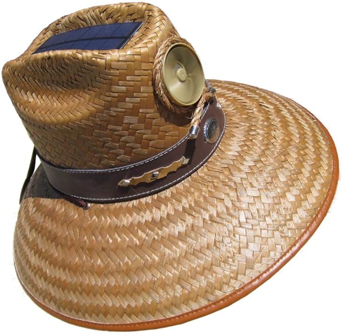 Kool Breeze Men's Solar Fan Thurman Hat | Cooling Hat With Fan | Kool Breeze Solar Hat With Built In Fan | Straw Hats for Men (Large)