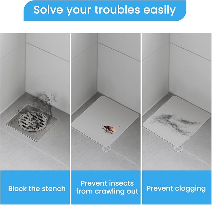 6 Pcs Silicone Floor Drain Cover,Drain Cover Anti-Odor Mat for Kitchen, Bathroom, Laundry (5.79 x 5.79 Inch)