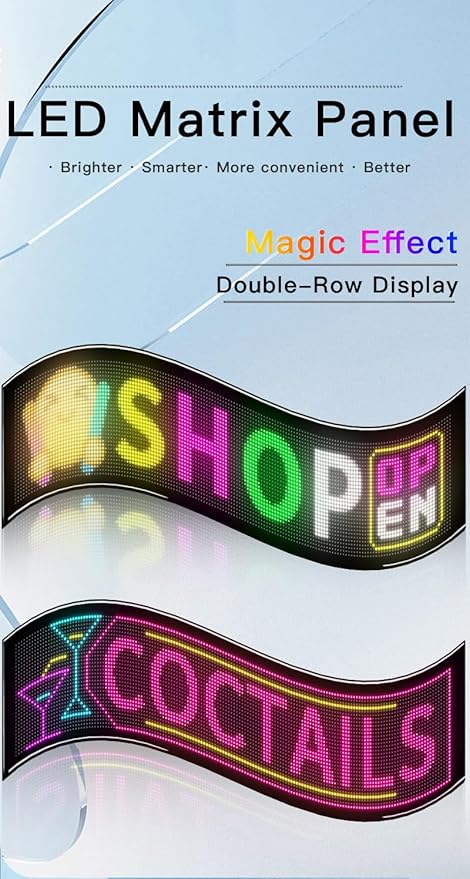 Dual Line Display LED Sign, Flexible LED Screen Remote & App Control, for Indoor Advertising, Shop Window, Car Dealership Decoration (30.7 x 7.9in)