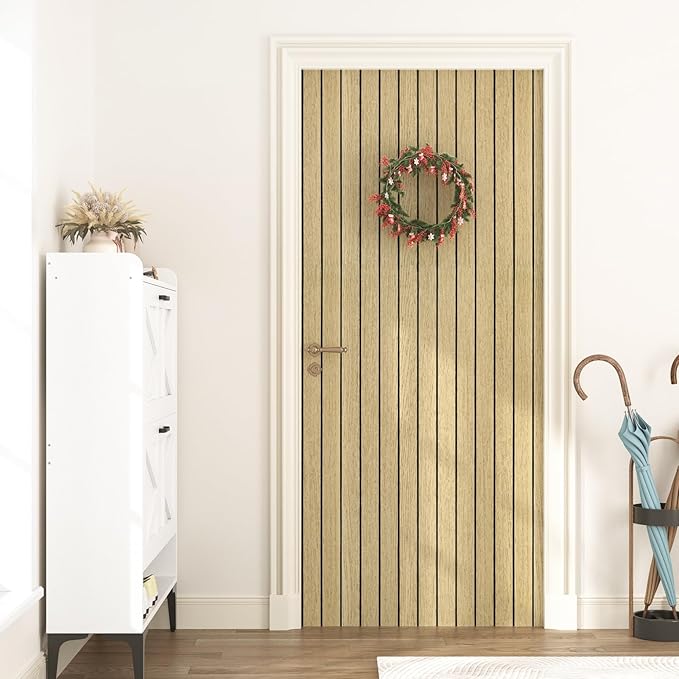 Wallercity Brown Wood Slat Wall Paneling for Interior Walls Removable Soundproof Wall Panels 3D Textured Peel and Stick Wood Panel Flexible Light Wooden Panels for Bedroom Office Studio 11.7''x197''