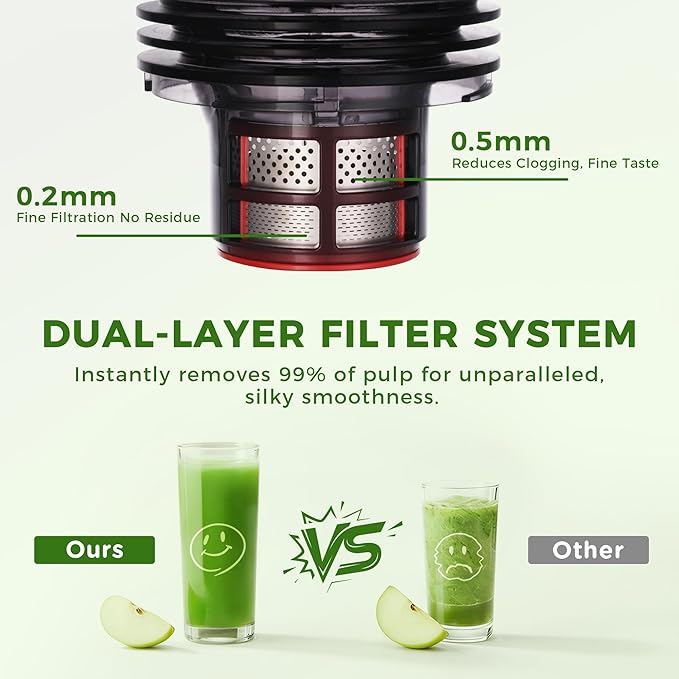 Cold Press Juicer, 5.5inch Wide Feed Chute Juicer Machine, Slow Masticating Juicer for Whole Vegetables & Fruits, Gray