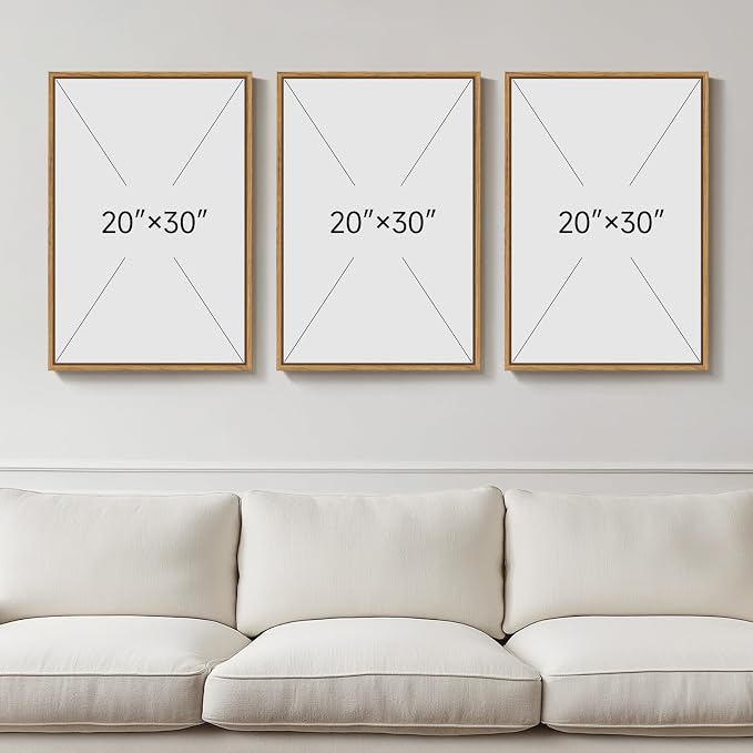 Large Framed Neutral Abstract Wall Art, Set of 3 Piece Modern Canvas Prints Paintings Artwork for Walls, Minimalist Beige Taupe White Pictures for Living Room Dining Bedroom Hallway Wall Decor 20x30In